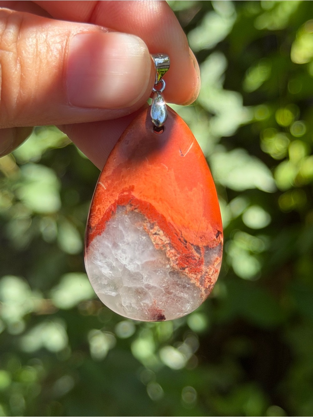 925‎ silver plated druzy teardrop red jasper pendant 2000 - Picture 3 of 7